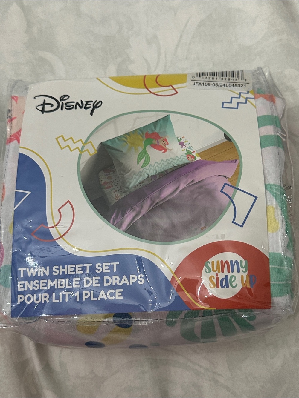 Disney Twin Sheet Set in Pastel Purple, Teal, Pink and Green